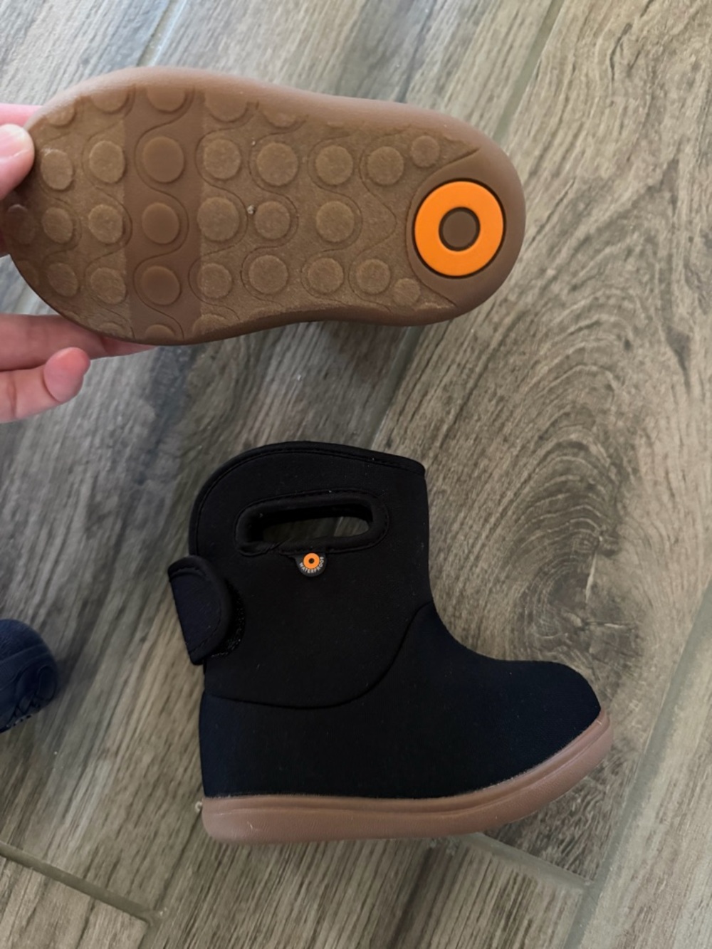 Toddler Bogs Black Winter Boots with Tan Sole